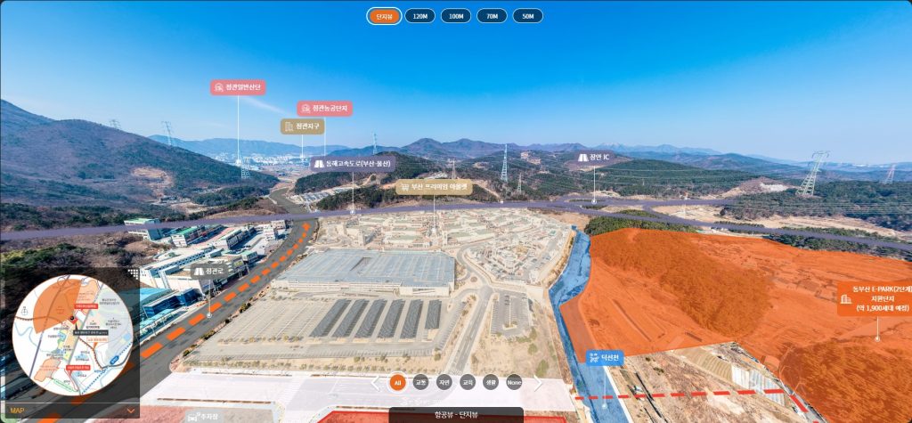 부산 장안지구 우미린 프리미어 항공 360 VR — 단지 조감